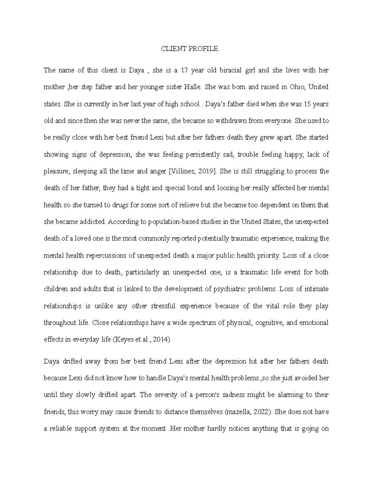 Client profile draft - stuff - CLIENT PROFILE The name of this client ...