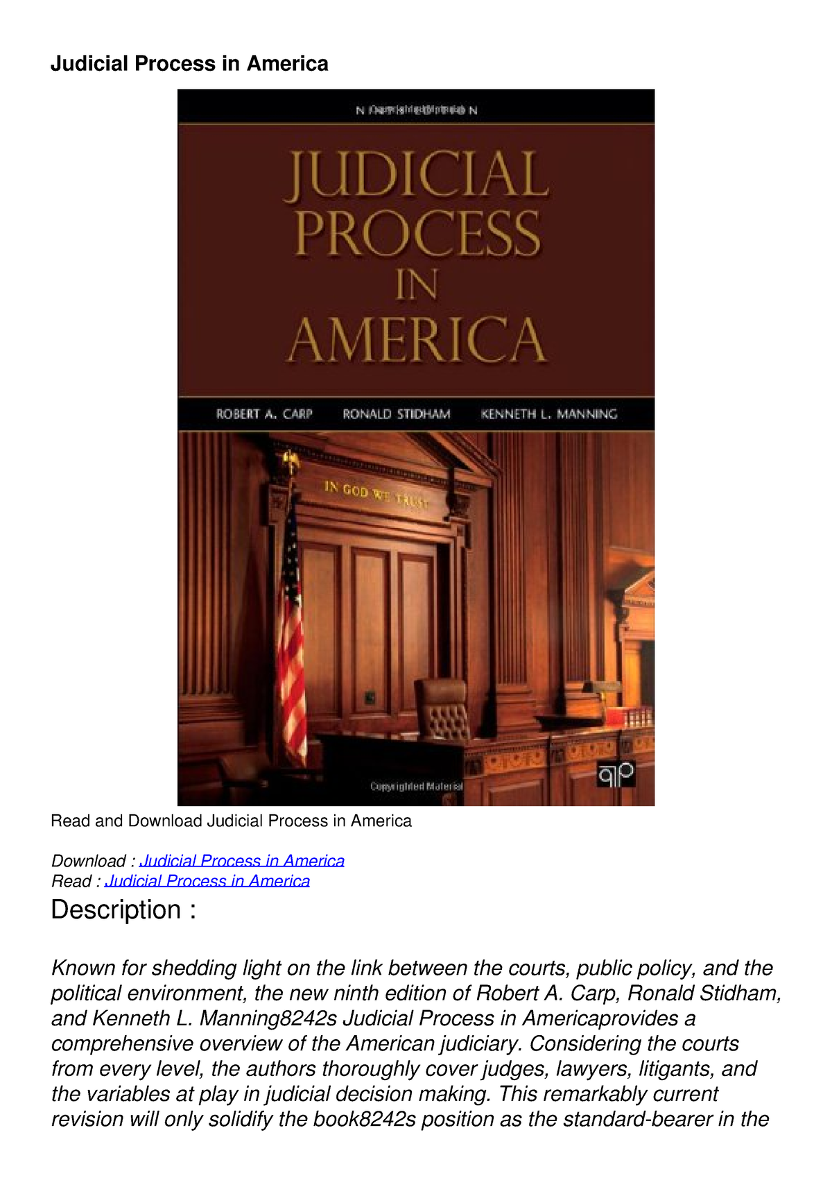 Read Pdf Judicial Process in America DOWNLOAD - Judicial Process in ...