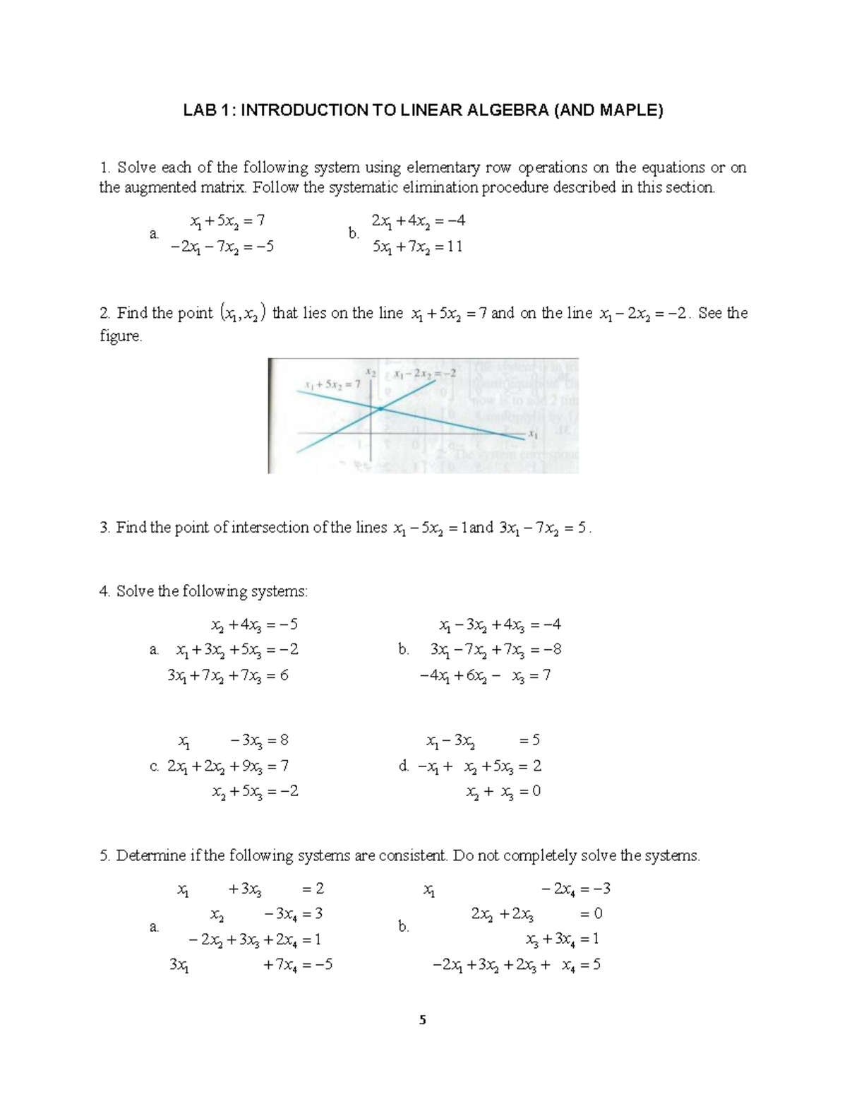 LAB 1- Introduction TO Linear Algebra AND Maple - LAB 1: INTRODUCTION ...