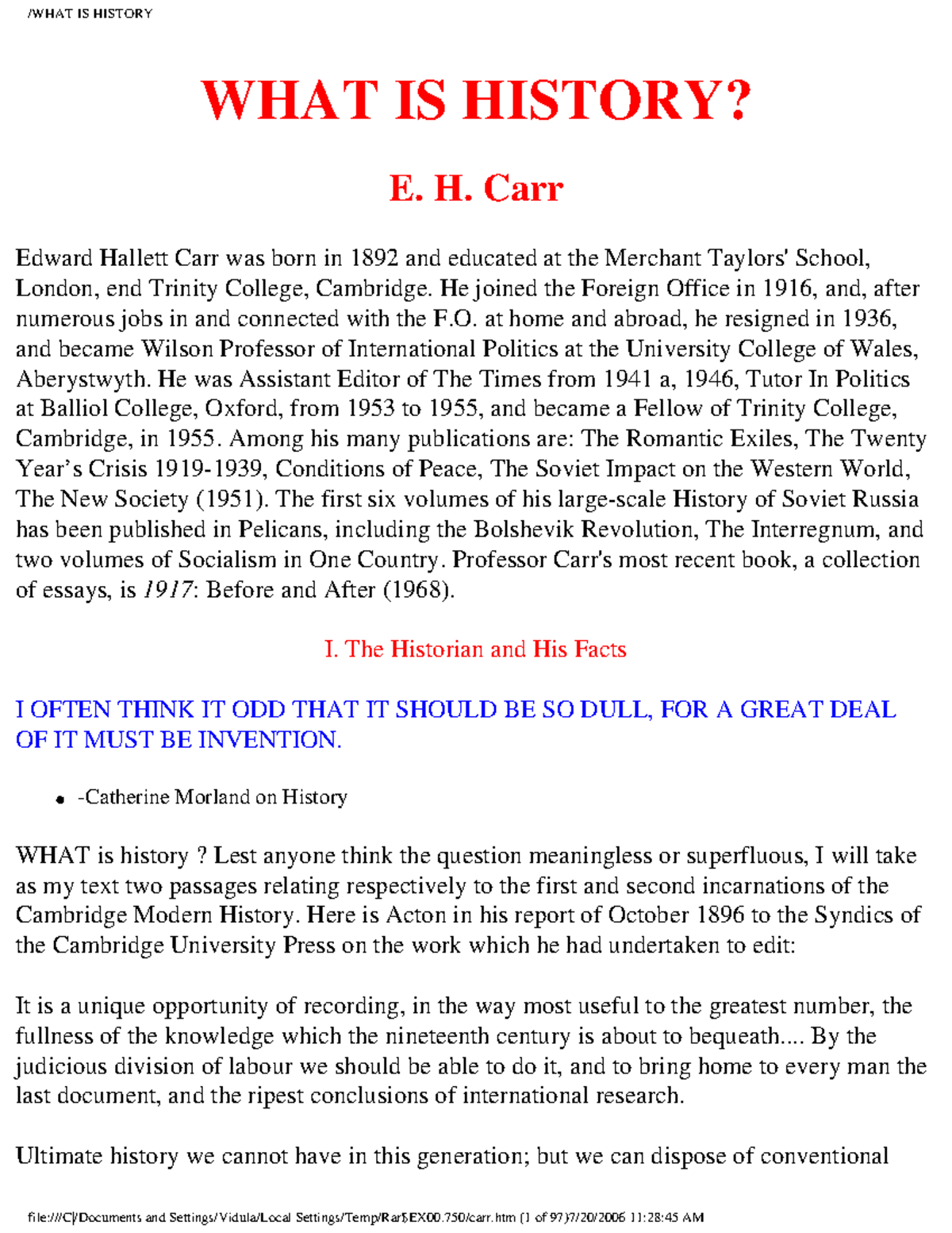 Carr What is history 24grammata WHAT IS HISTORY? E. H. Carr Edward