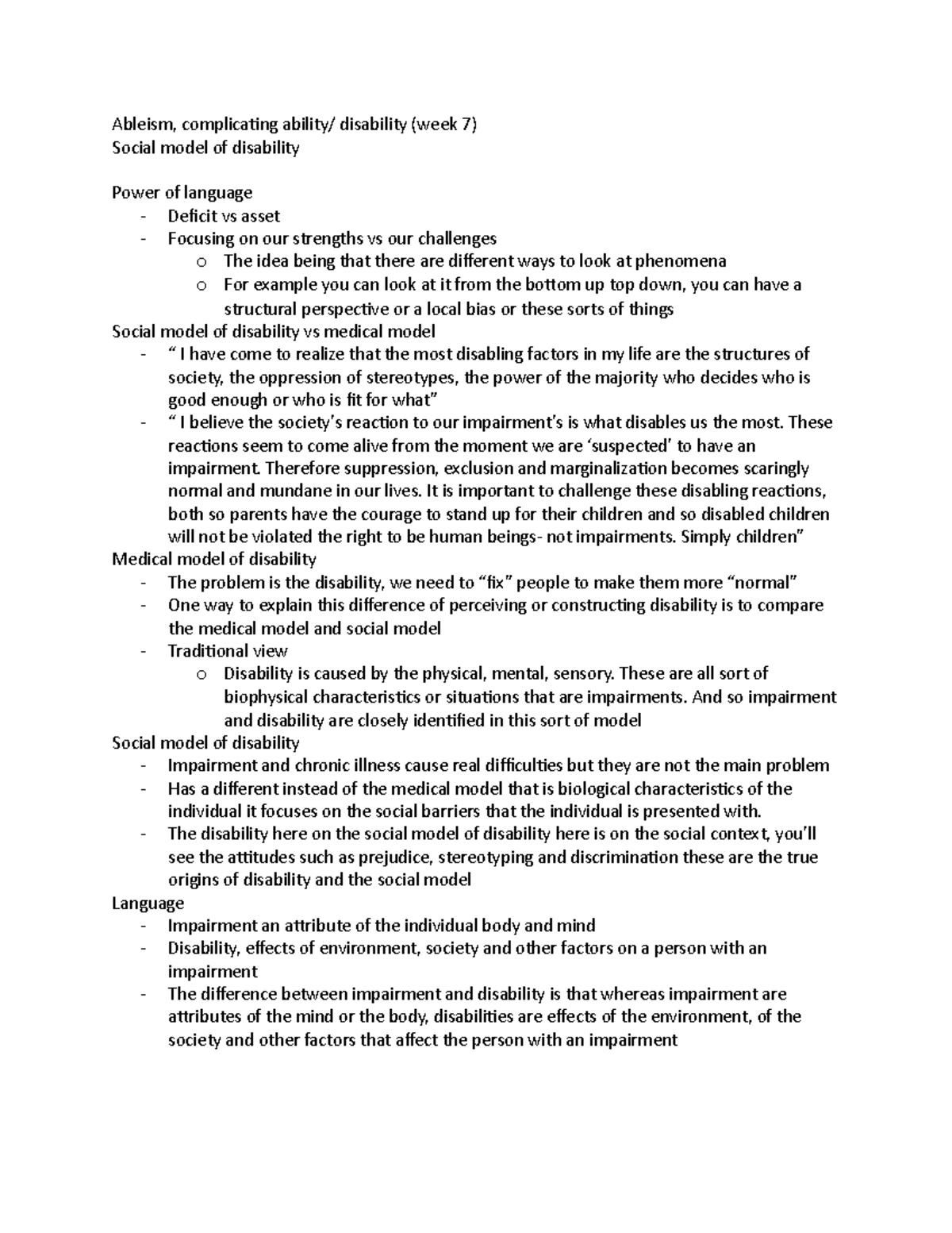 Ableism-week-7 Study Guide - Ableism, Complicating Ability  Disability 