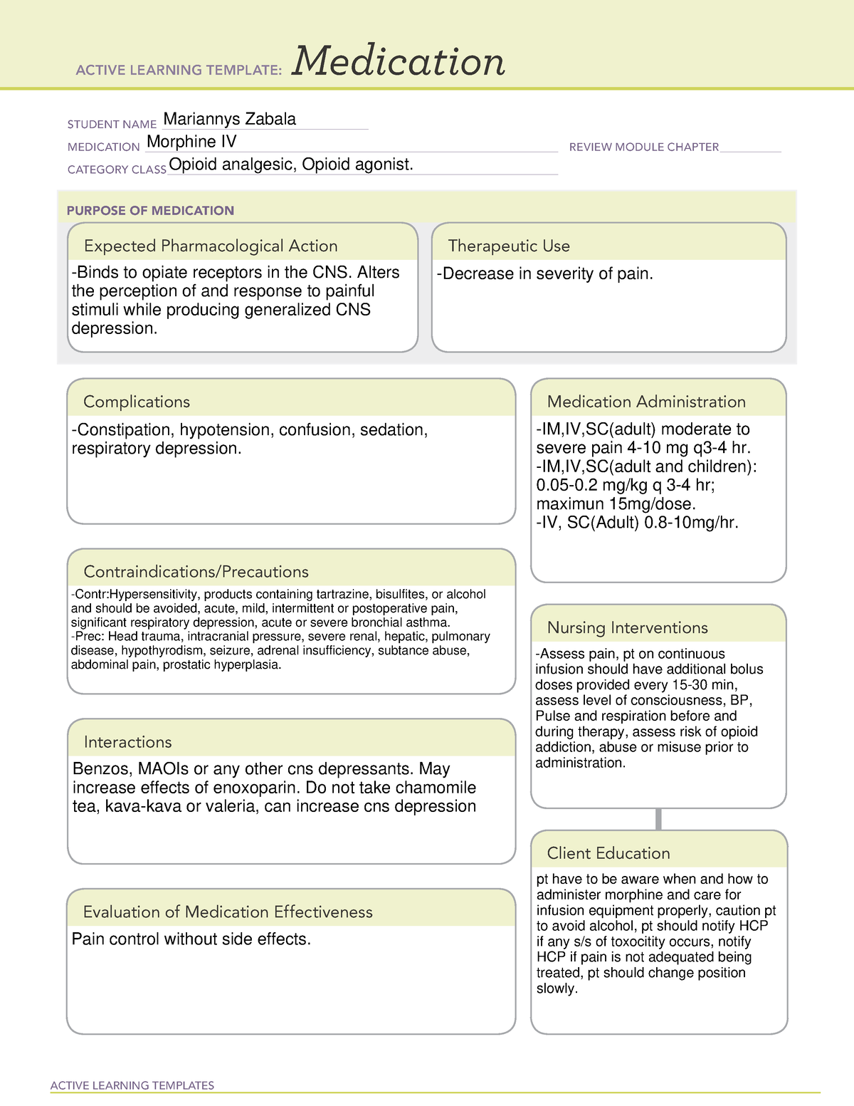 ATIMedication Template ( Morphine IV) - ACTIVE LEARNING TEMPLATES ...