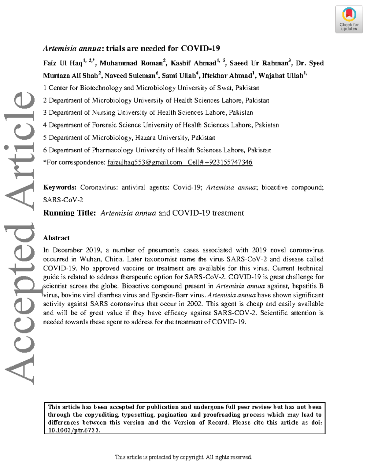 10 - Artigo sobre covid 19. Keywords: Coronavirus: antiviral agents ...