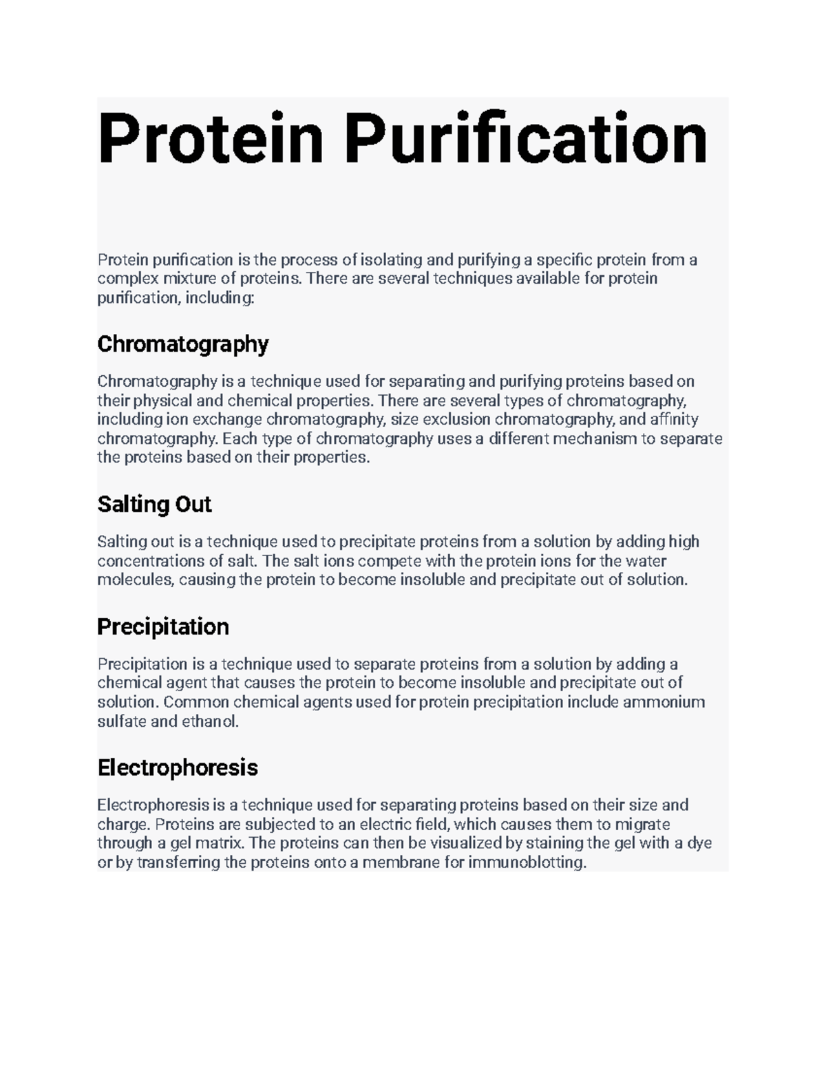 Molecular Cell Biology Laboratory 56 Protein Purification Protein