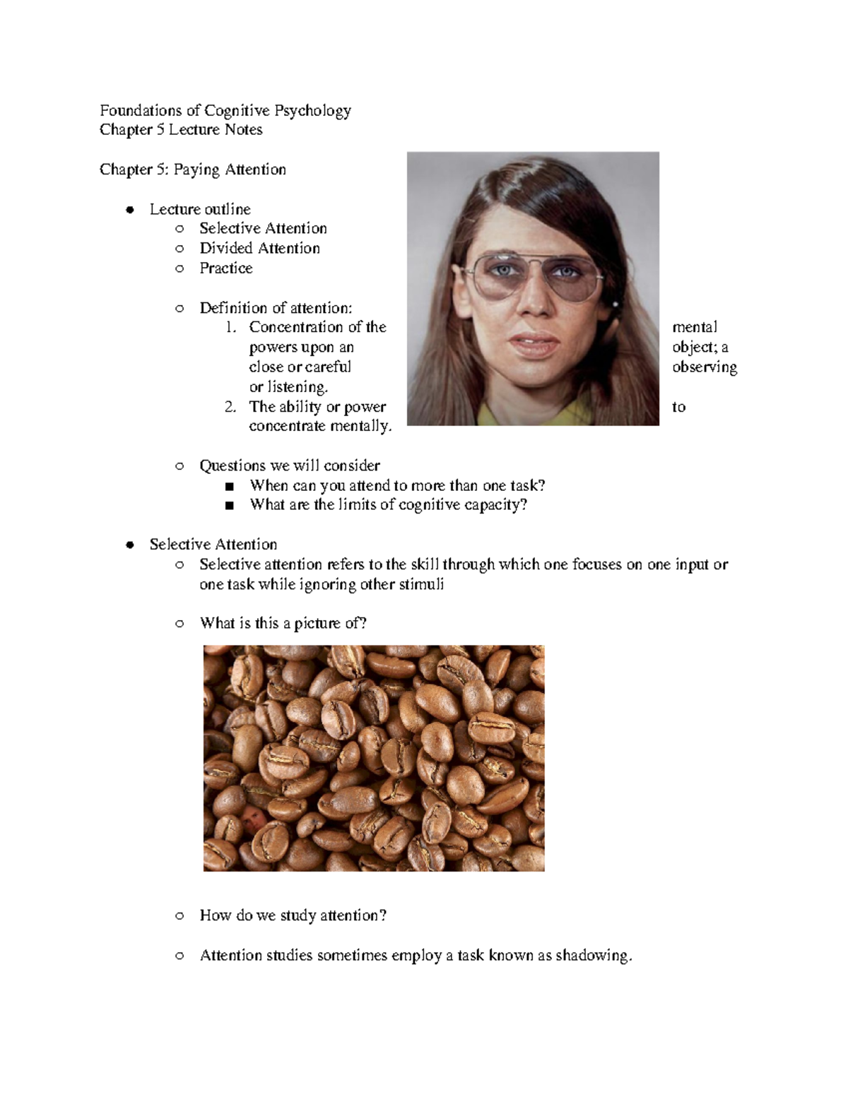 PSY 2101 Lecture Notes 5 - Fo”nda“ions of Cogni“ive Psychology Chap“er ...