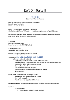 LW204 Torts Law II Tutorial Forum 10 Week 13 - Property law - USP - Studocu