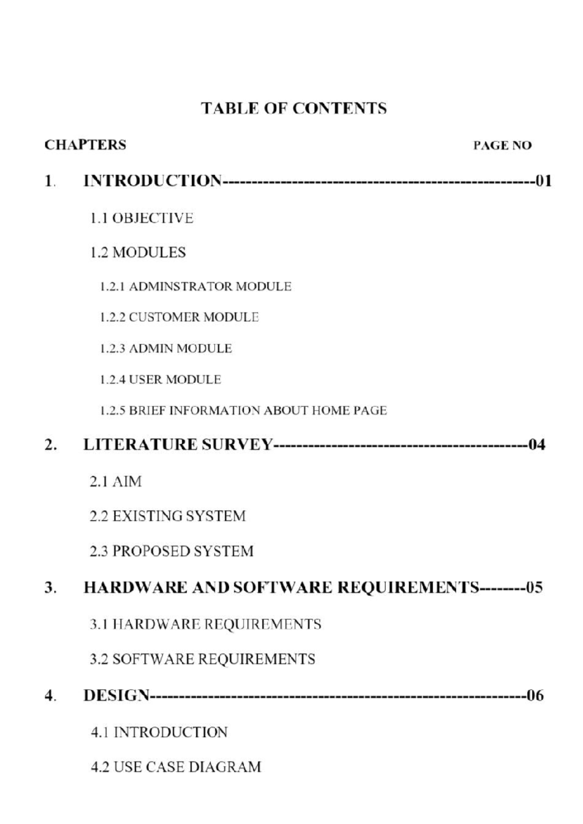 FOOD Website - TABLE OF CONTENTS CHAPTERS PAGE NO 1. INTRODUCTION 01 1 ...
