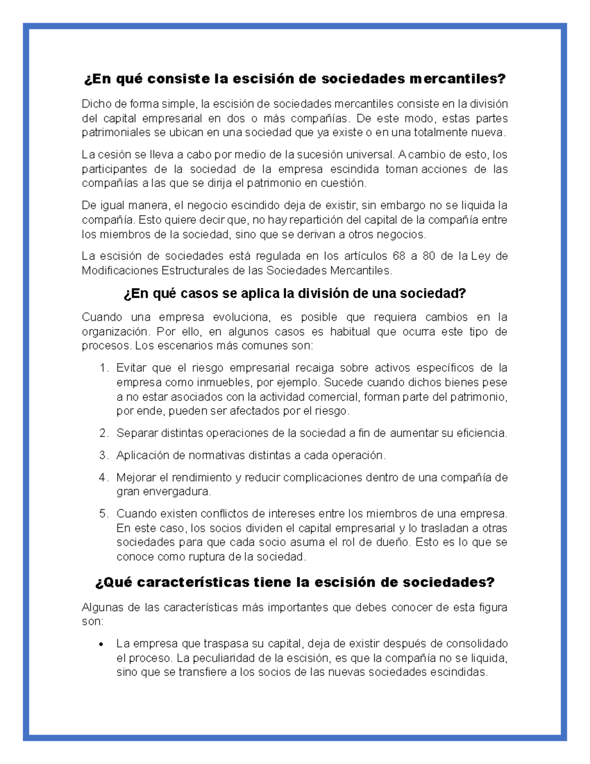 En qué consiste la escisión de sociedades mercantiles 2 - ¿En qué ...