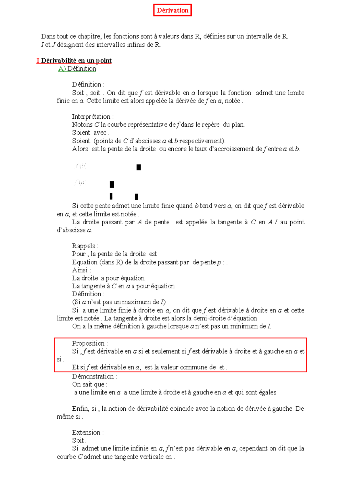 Derivation - math - Dans tout ce chapitre, les fonctions sont à valeurs ...
