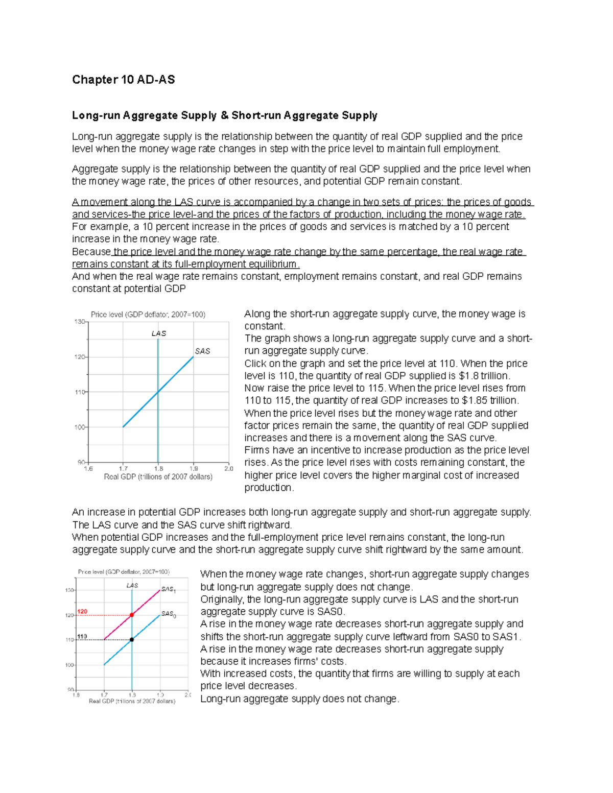 Chapter 10 Note ASAD model Chapter 10 ADAS Longrun Aggregate