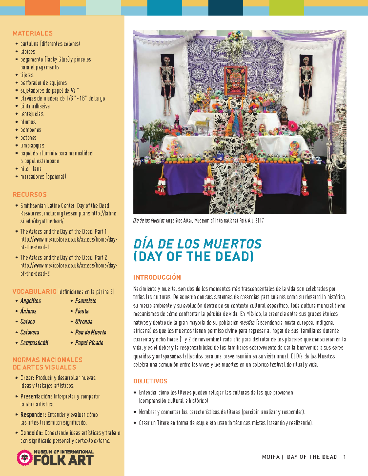 Muertos.2019 Spanish NEW - MATERIALES • cartulina (diferentes colores ...