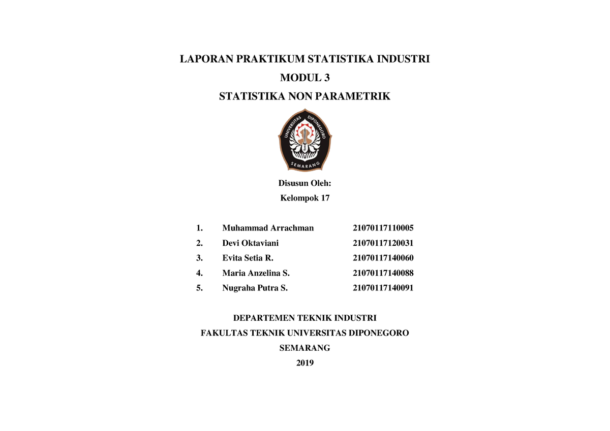 Modul 3 Kel 17 - Laporan Statistika Industri - LAPORAN PRAKTIKUM ...