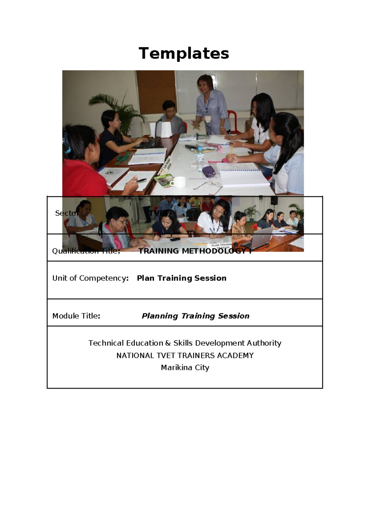 Tm1t Emplates - LECTURES - Templates Sector : TVET Qualification Title ...