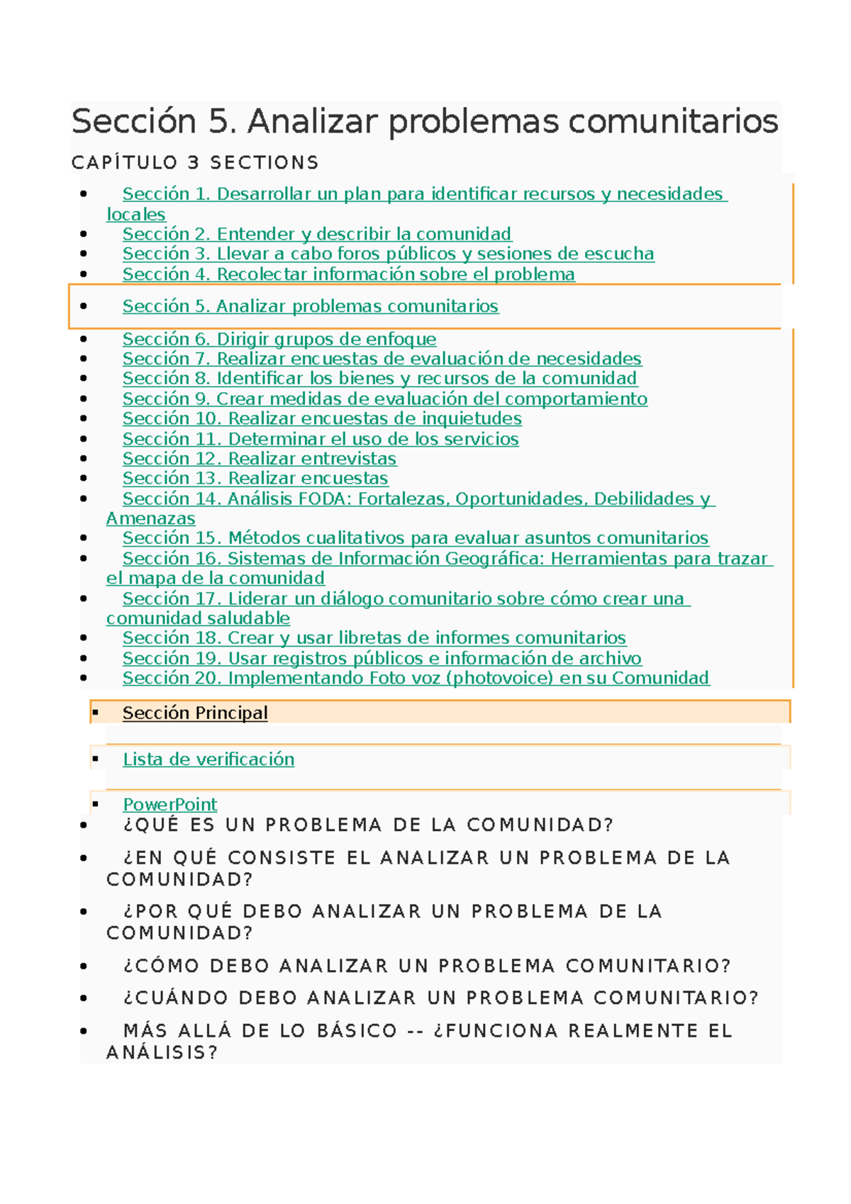 Analizar Problemas Comunitarios Sección 5 Analizar problemas comunitarios C A P Í T U LO 3 S