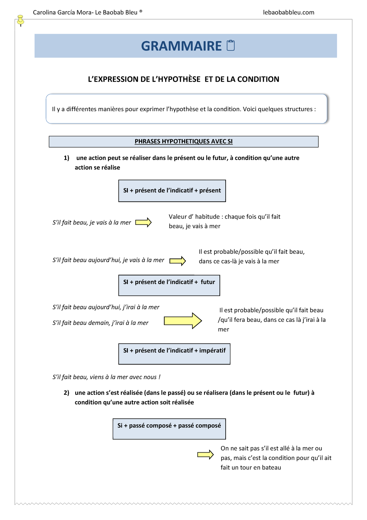 Lexpression De Lhypothese Et La Condition B2 Lexpression De LhypothÈse Et De La Condition 8075