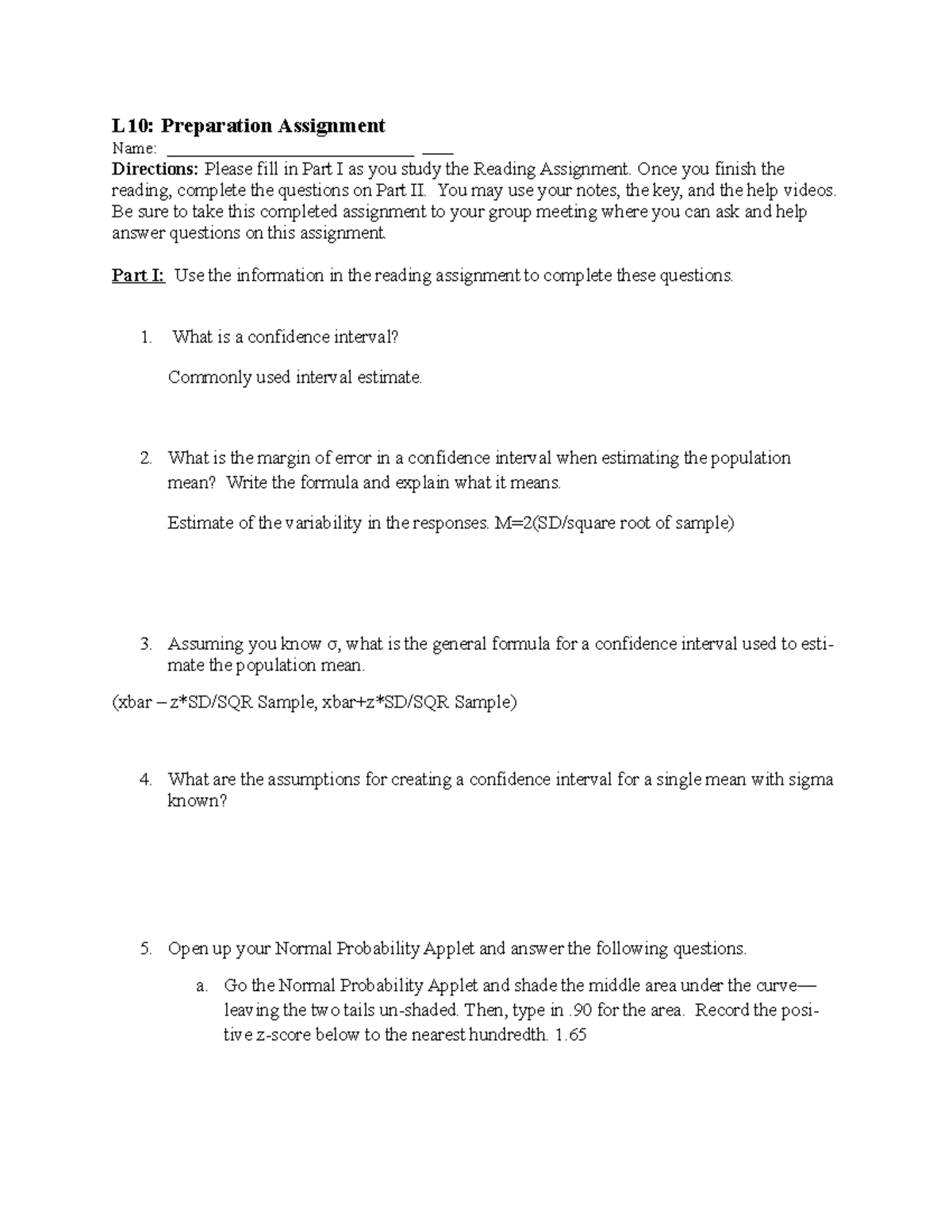 Week Five - Lesson Nine - Prep Assignment - L10: Preparation Assignment ...