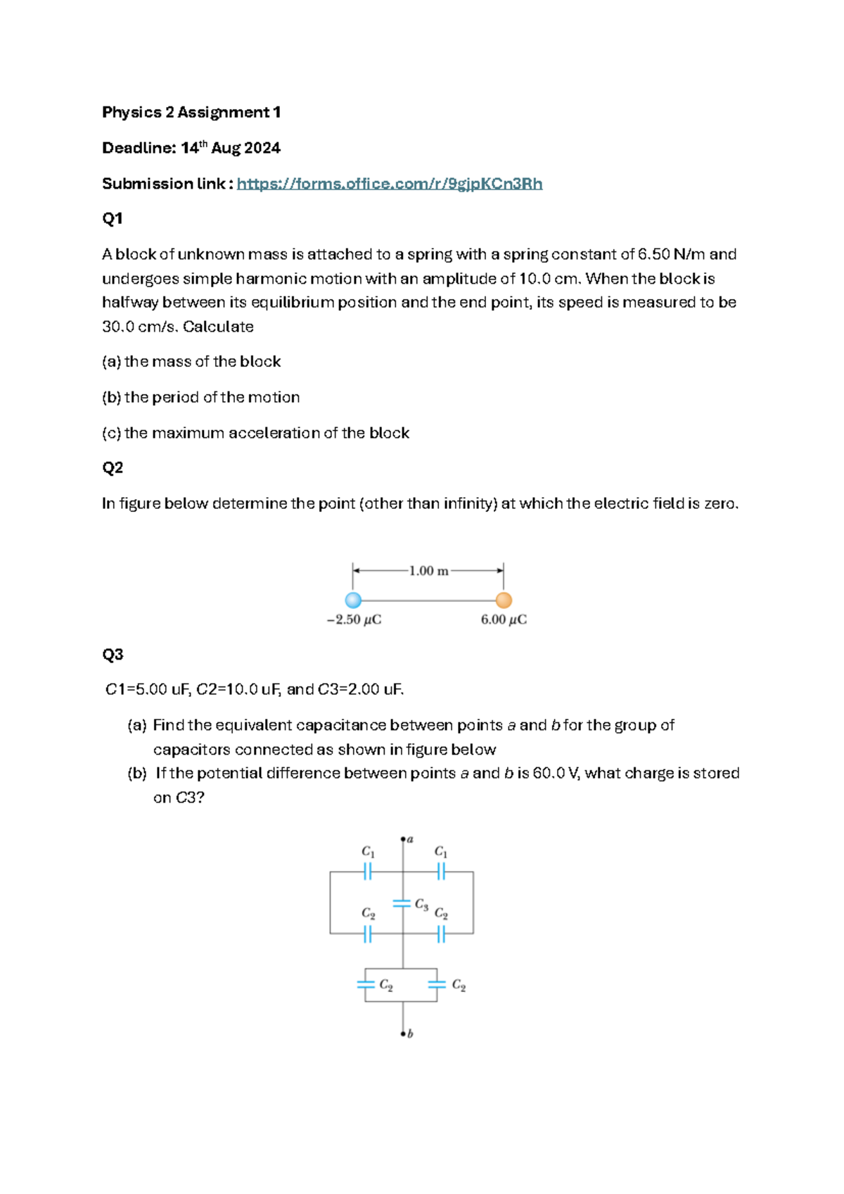 Physics 2 Assignment 1 - adf - Physics 2 Assignment 1 Deadline: 14 th ...