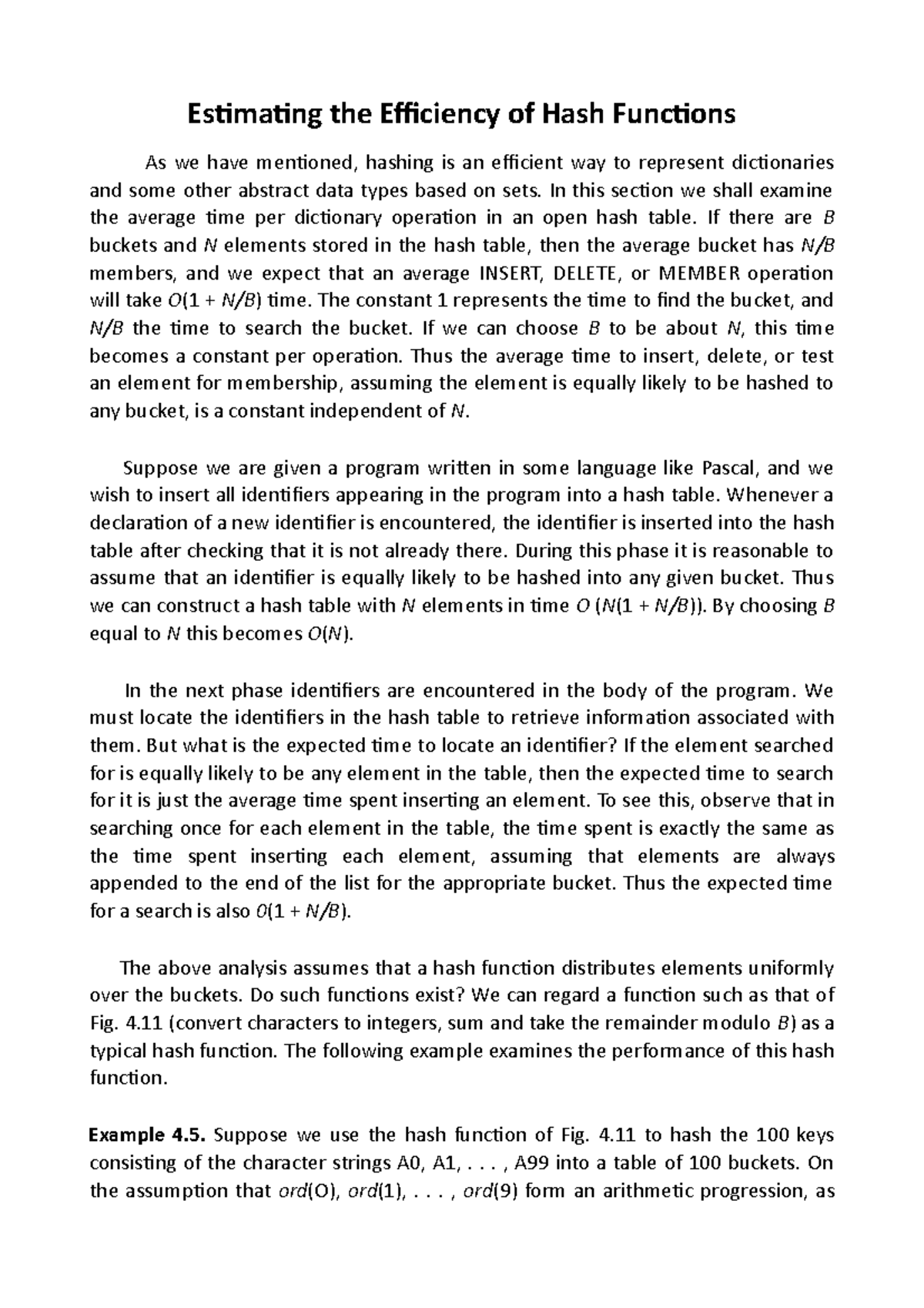 Estimating the Efficiency of Hash Functions - In this section we shall ...
