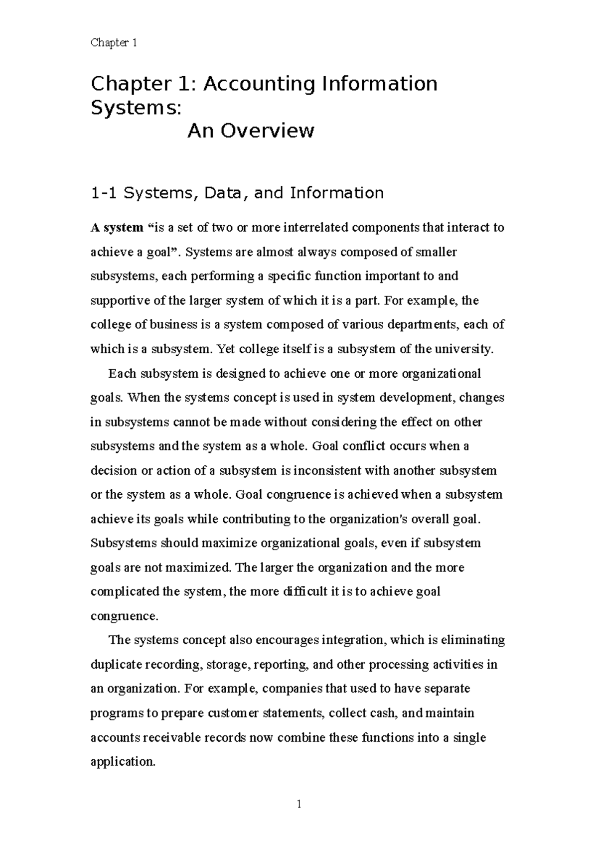 AIS - Lecture notes 101-104 - Chapter 1: Accounting Information Systems ...