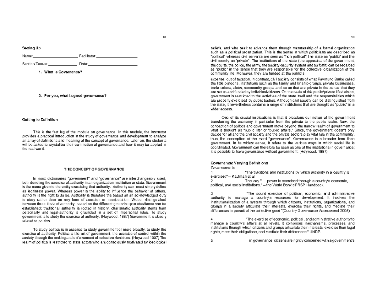 Nstp - notes - Setting Up Name:______________________ Facilitator ...