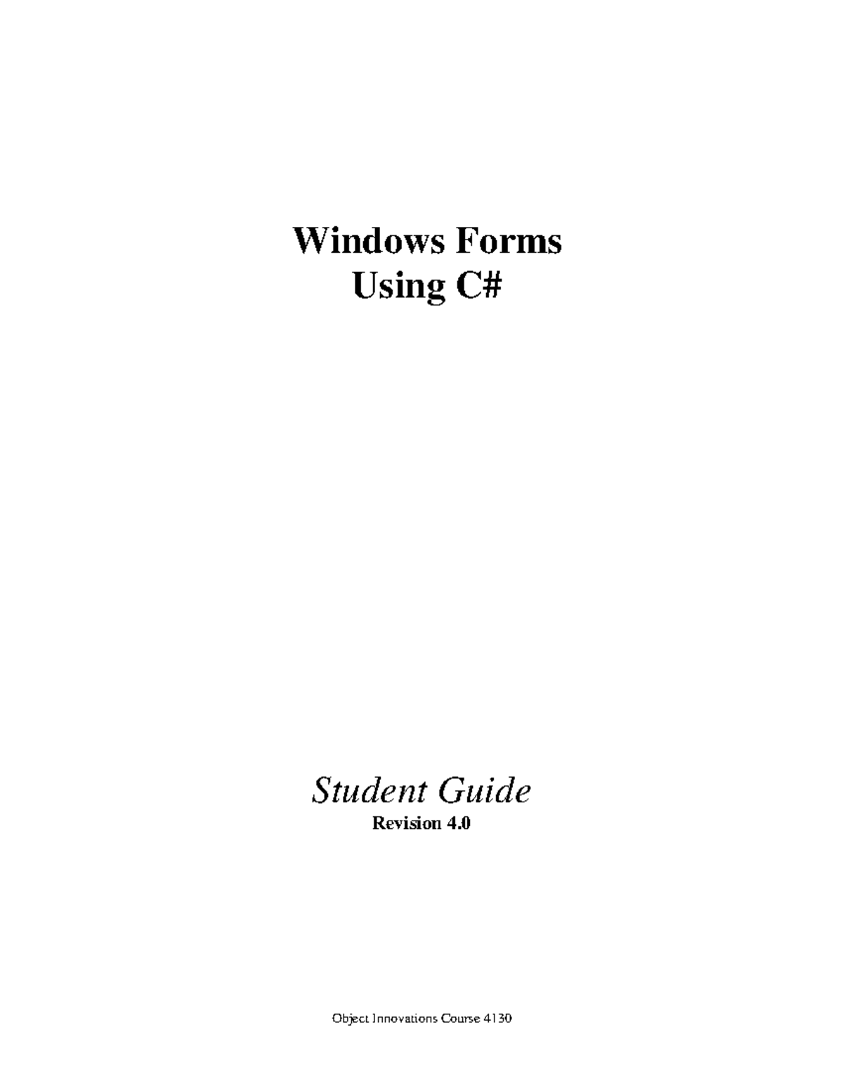 programming Object Oriented programming - Object Innovations Course ...
