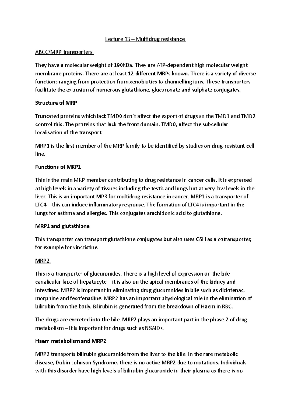 Lecture 13 1 multidrug resistance continued Lecture 13 Multidrug