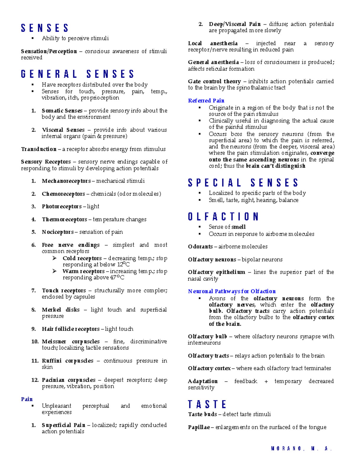 9-Senses - For review - S E N S E S ꜏਀ Ability to perceive stimuli ...