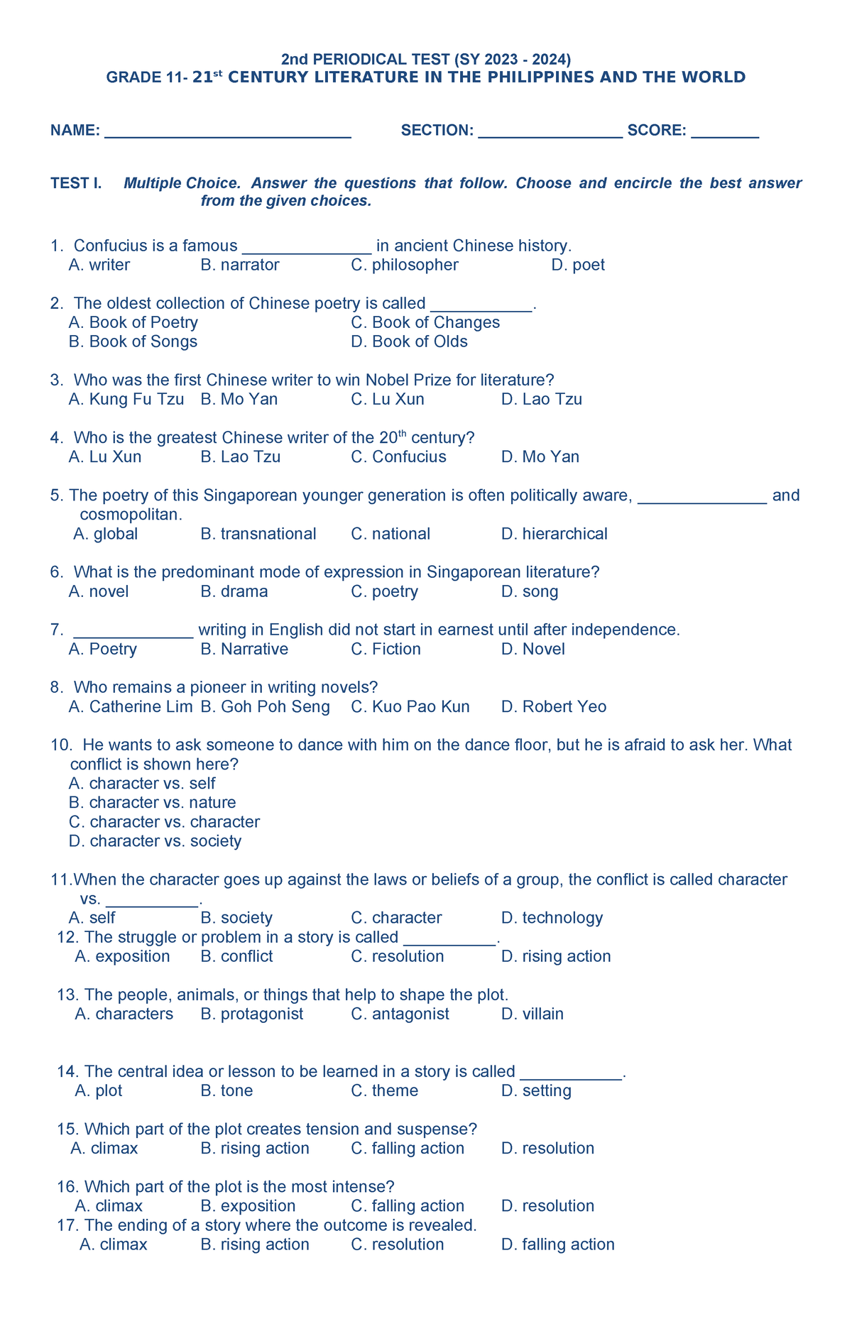 21ST Century TEST Paper 2nd PERIODICAL TEST SY 2023 2024 GRADE 11   Thumb 1200 1889 