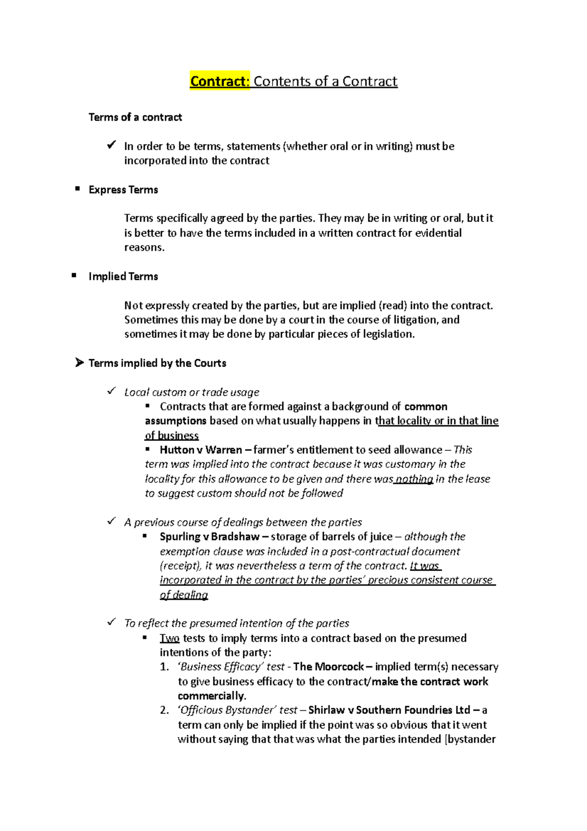 Contract 3 - Contents of a Contract - Contract: Contents of a Contract ...