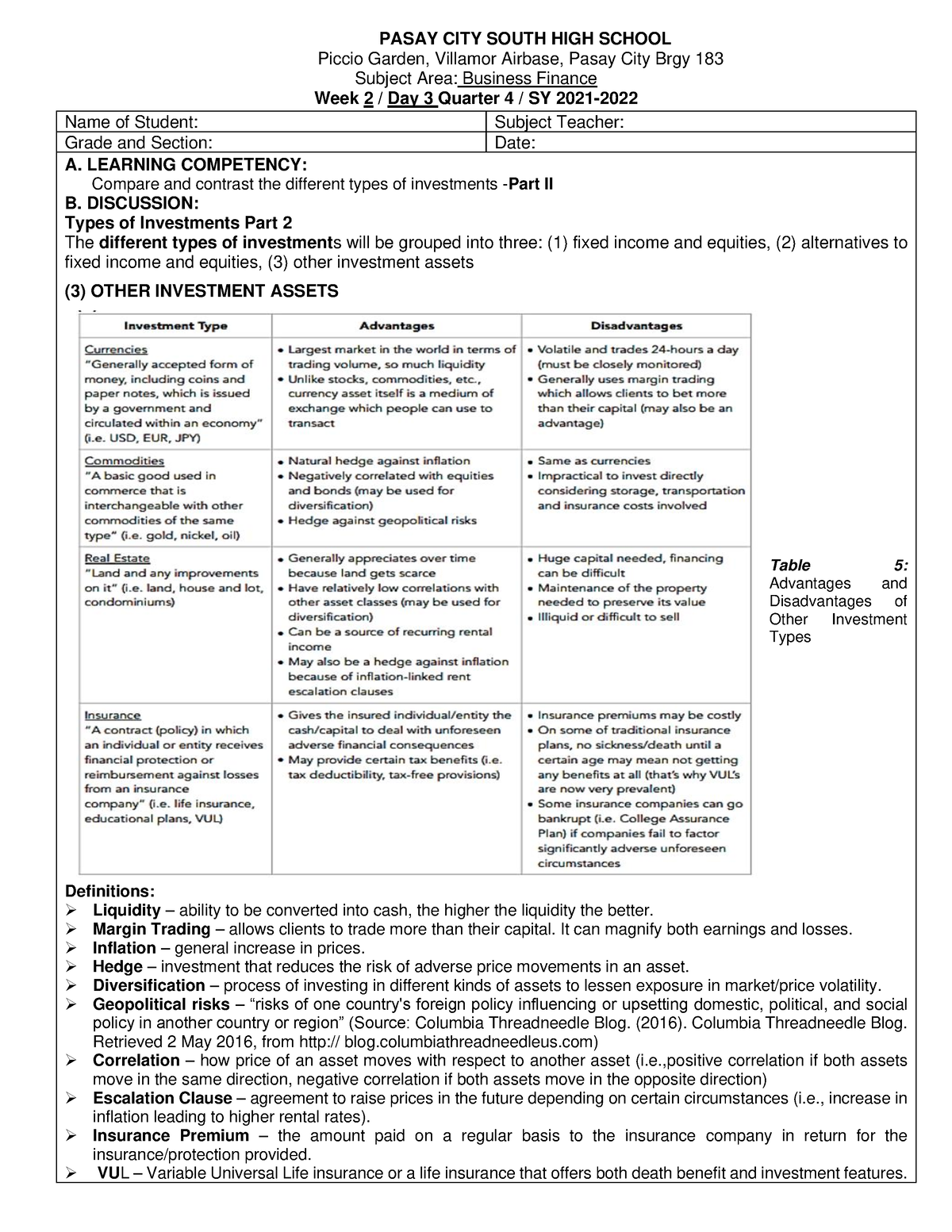 BF Q4 WEEK 2 Day 3 - Notes and Lesson outputs - Accounting, Business ...