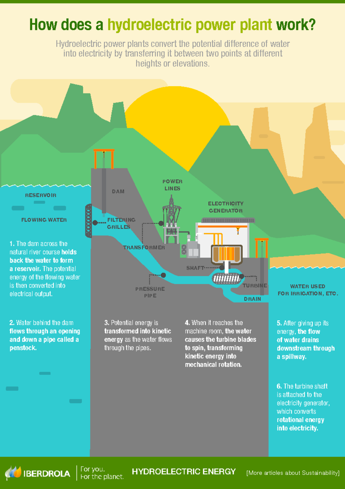 Infographic Hydroelectric Power Plant Functioning How does a
