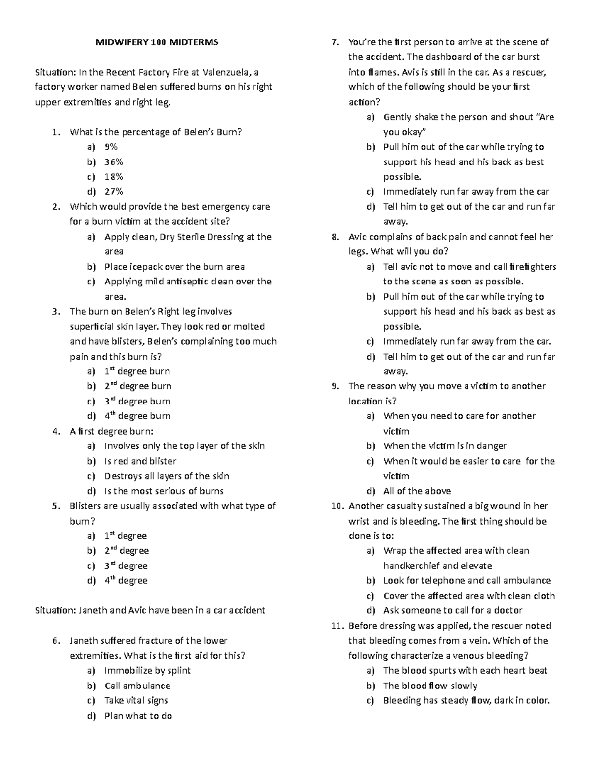 M100 Midterms - lecture on fundamentals - MIDWIFERY 100 MIDTERMS ...