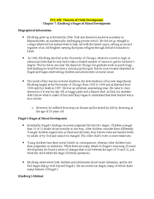 Chapter 1 Quiz Notes - Summary Theories of Development - FCL 432 ...