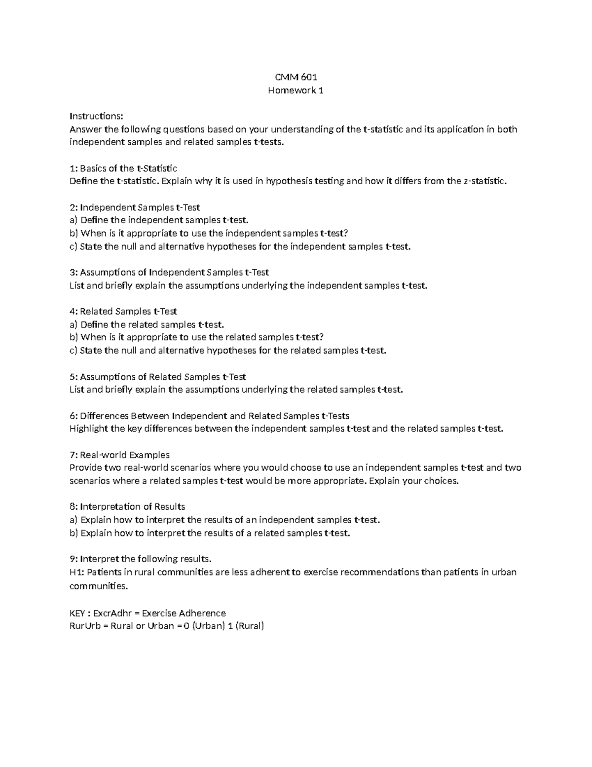 HW 1(1) - asdasd - CMM 601 Homework 1 Instructions: Answer the ...