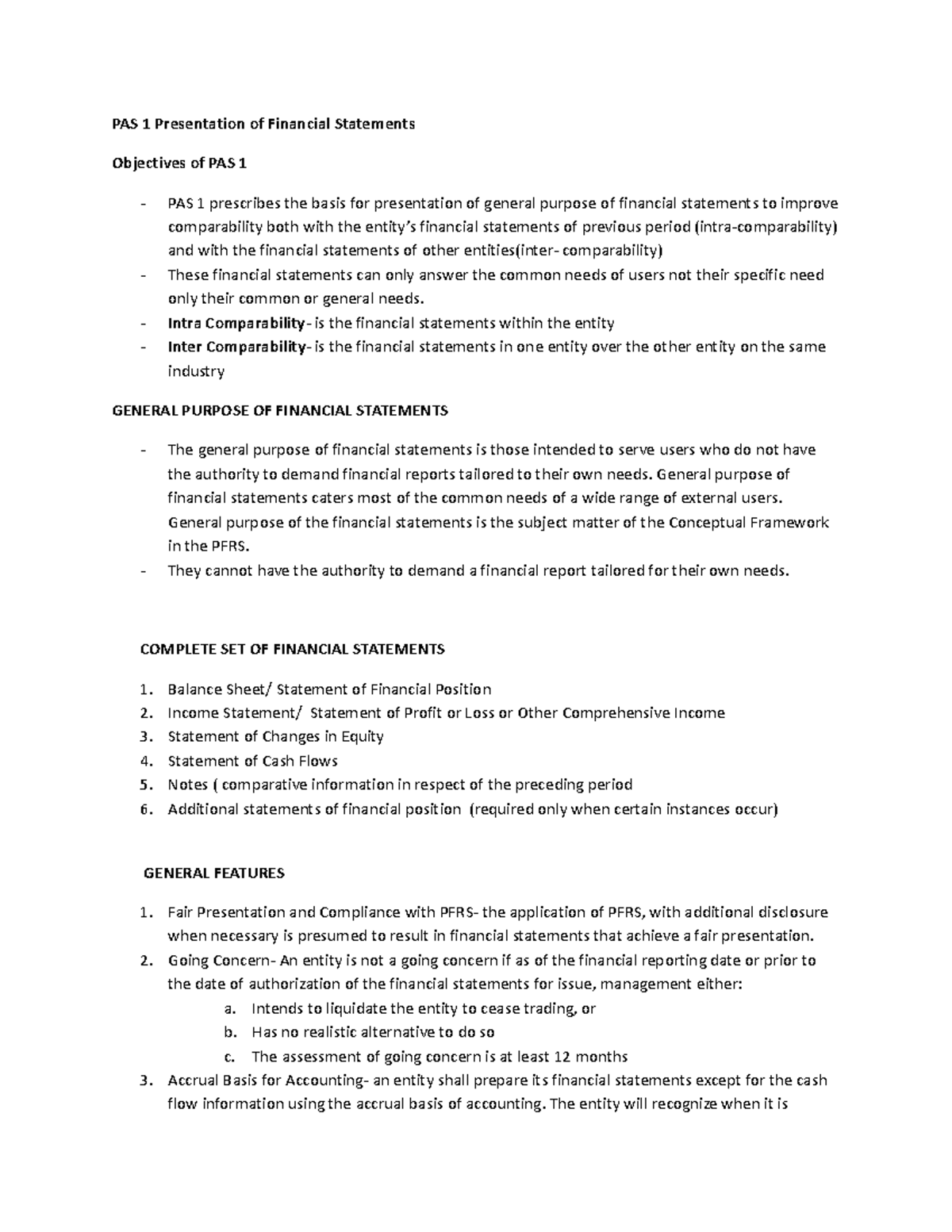 PAS 1 Presentation of Financial Statements (Part 1 and Part 2) - PAS 1 ...