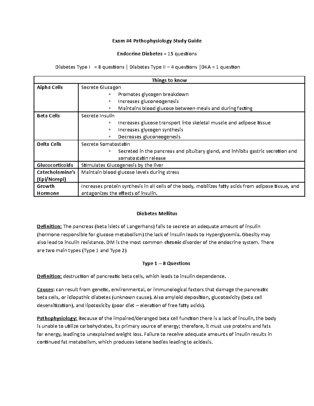 Patho Exam 4 Study Guide - Exam #4 Pathophysiology Study Guide ...