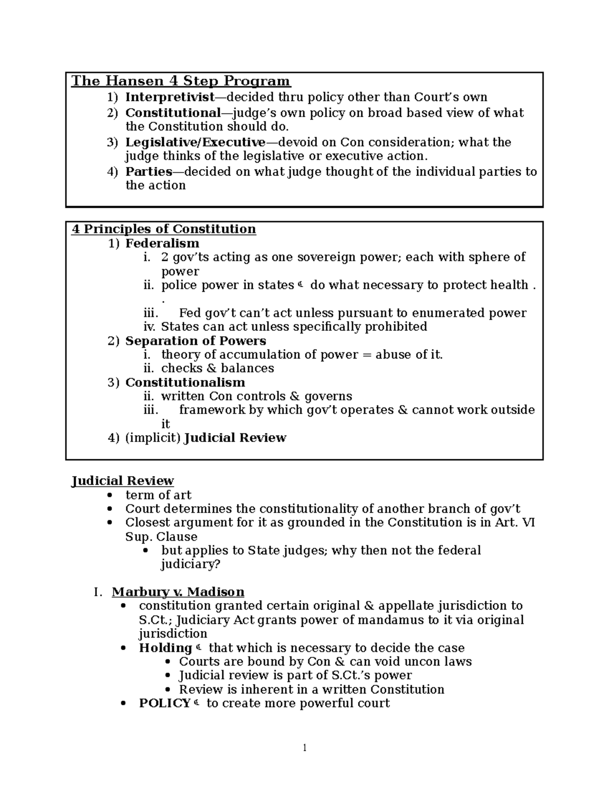 Constitutional Law Outline - 3 - The Hansen 4 Step Program 1 ...