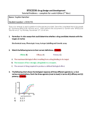 BTEC2230 Biomolecules 2021 - Assignment 3 - BTEC2230 - UoN - Studocu