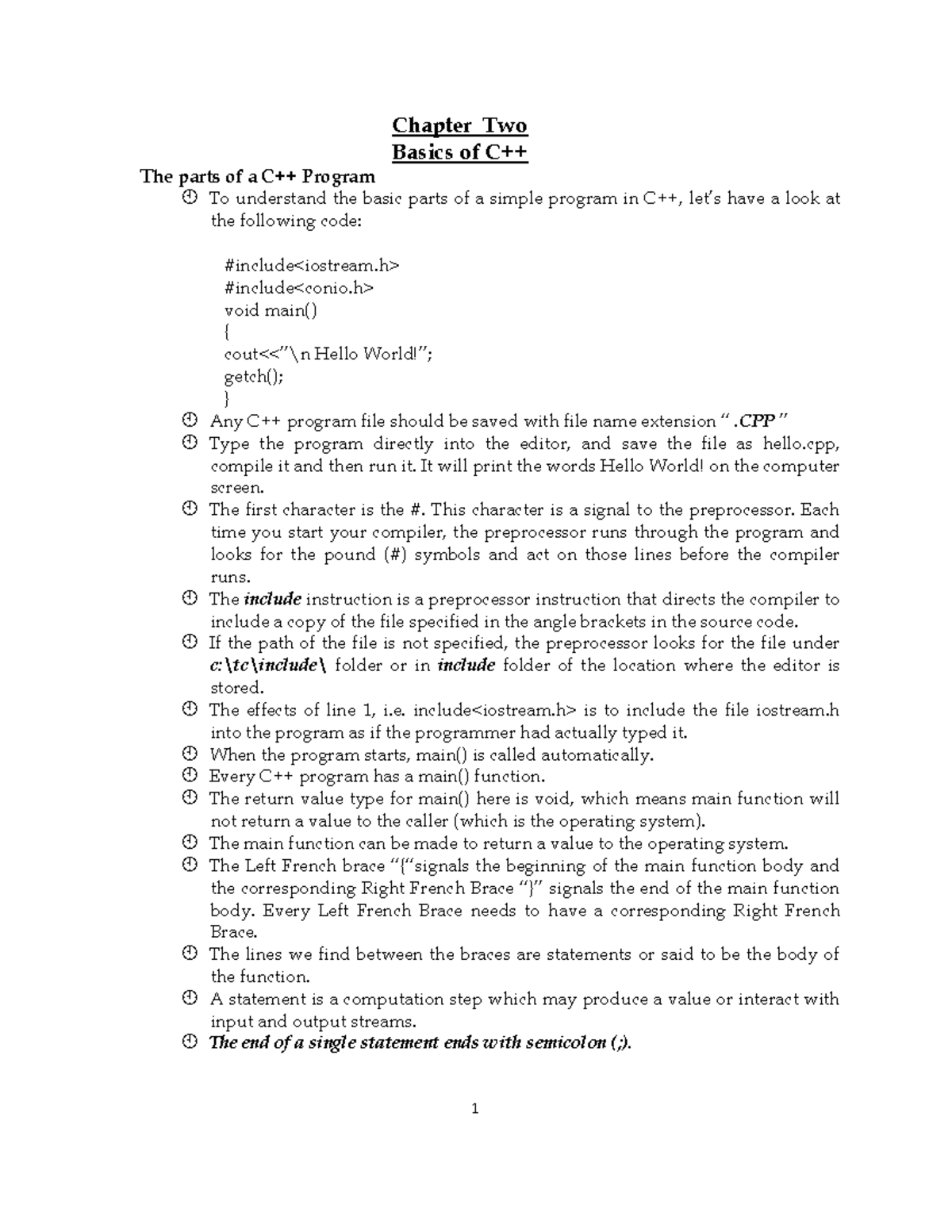C++2 - Best - Chapter Two Basics of C++ The parts of a C++ Program To ...