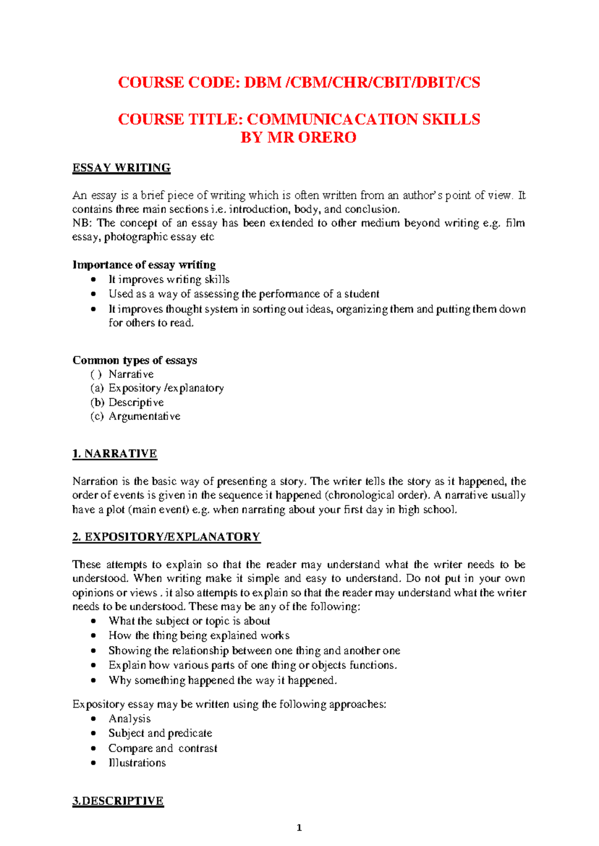 Reports, Letters, Summary AND Essay - COURSE CODE: DBM /CBM/CHR/CBIT ...