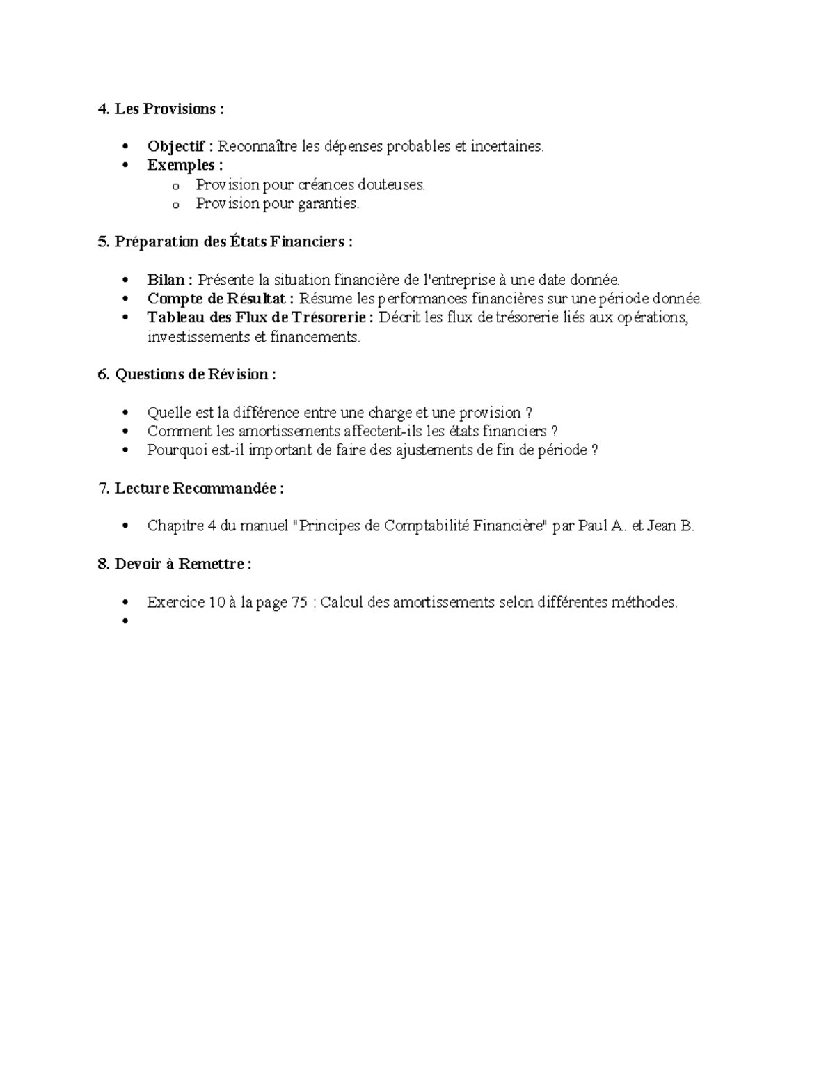 5 - Titre du cours 3 et 4 - 4. Les Provisions : Objectif : Reconnaître ...