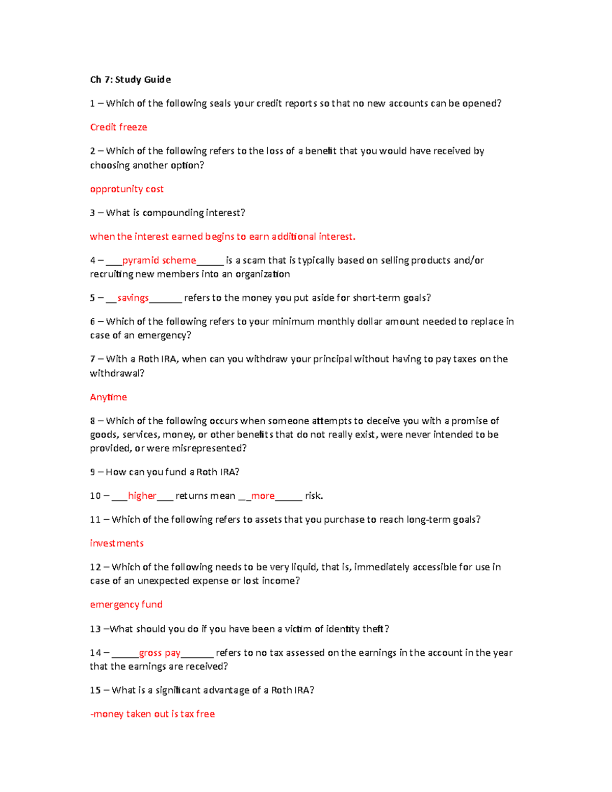 Ch 7 Study Guide - Ch 7: Study Guide 1 – Which of the following seals ...