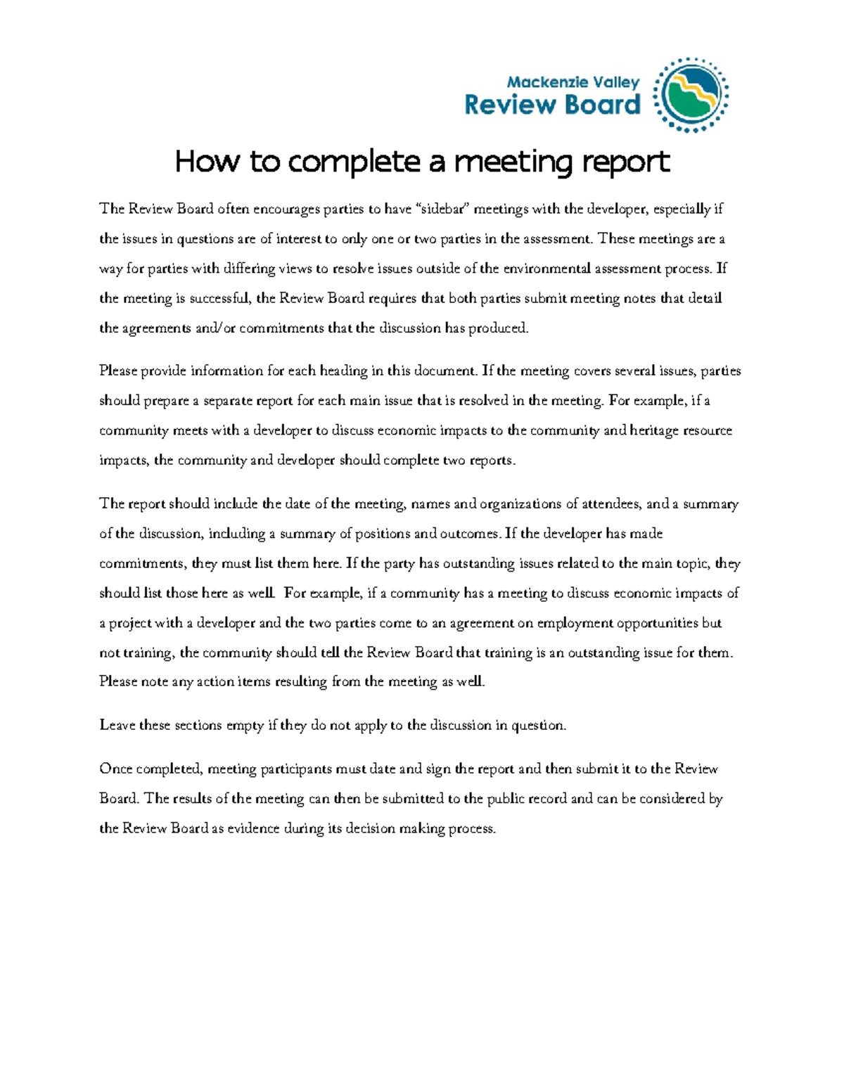 EA0708-007 Template for meeting report - How to complete a meeting ...
