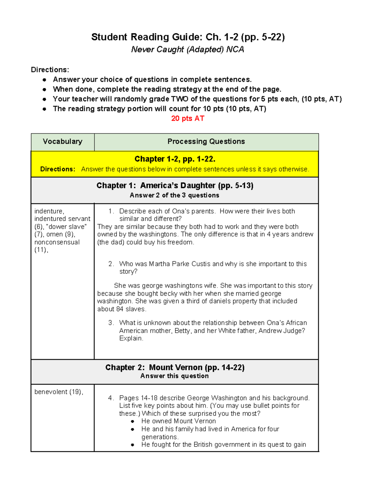 Copy of 1. Never Caught A Ch. 1-2 Questions - Student Reading Guide: Ch ...