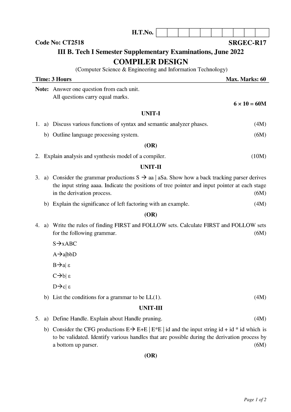 Compiler Design - It Is Very Useful To Practice These Questions. - Page ...