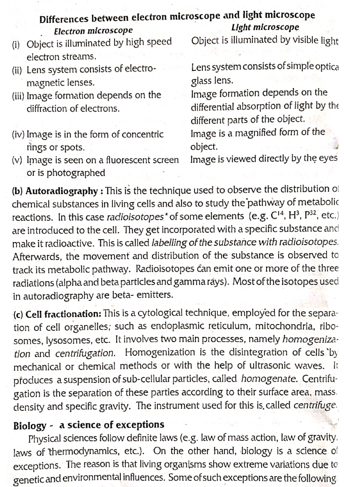 Chapter 1, Part 3Differences between Electrone Microscope and Light