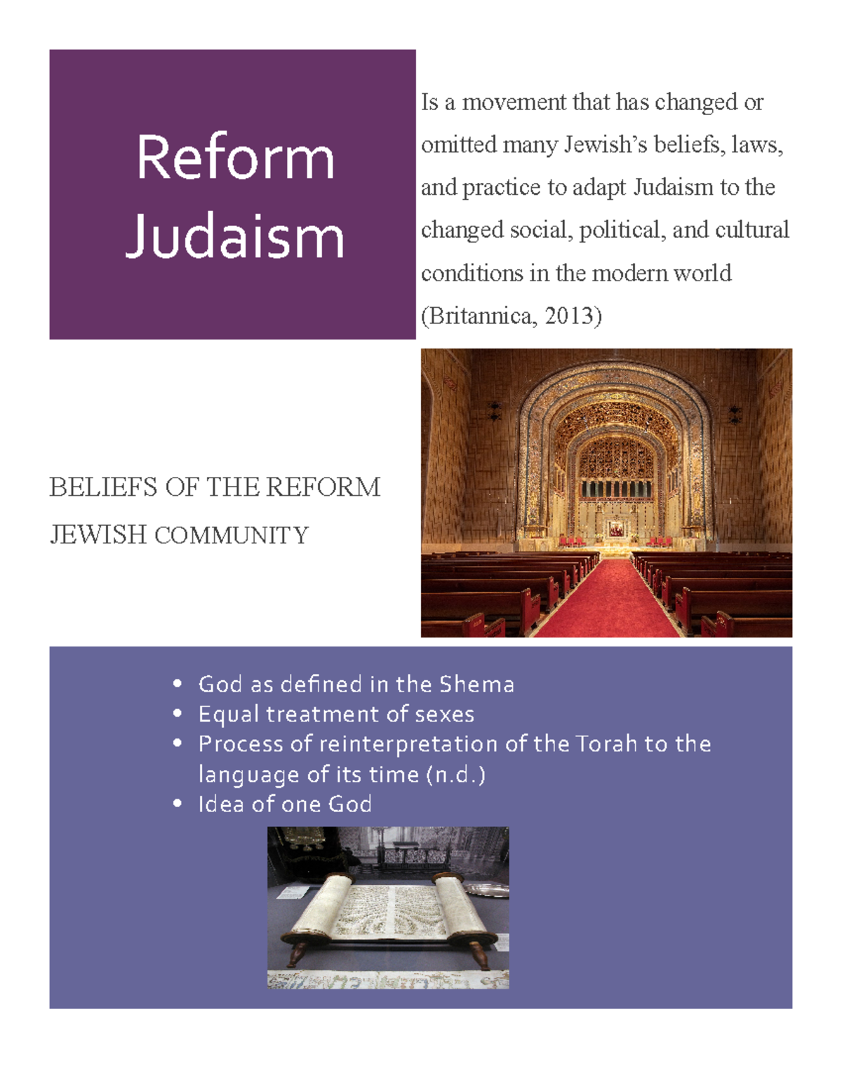 Reform Judaism INT 244 Reform Judaism Is A Movement That Has Changed 