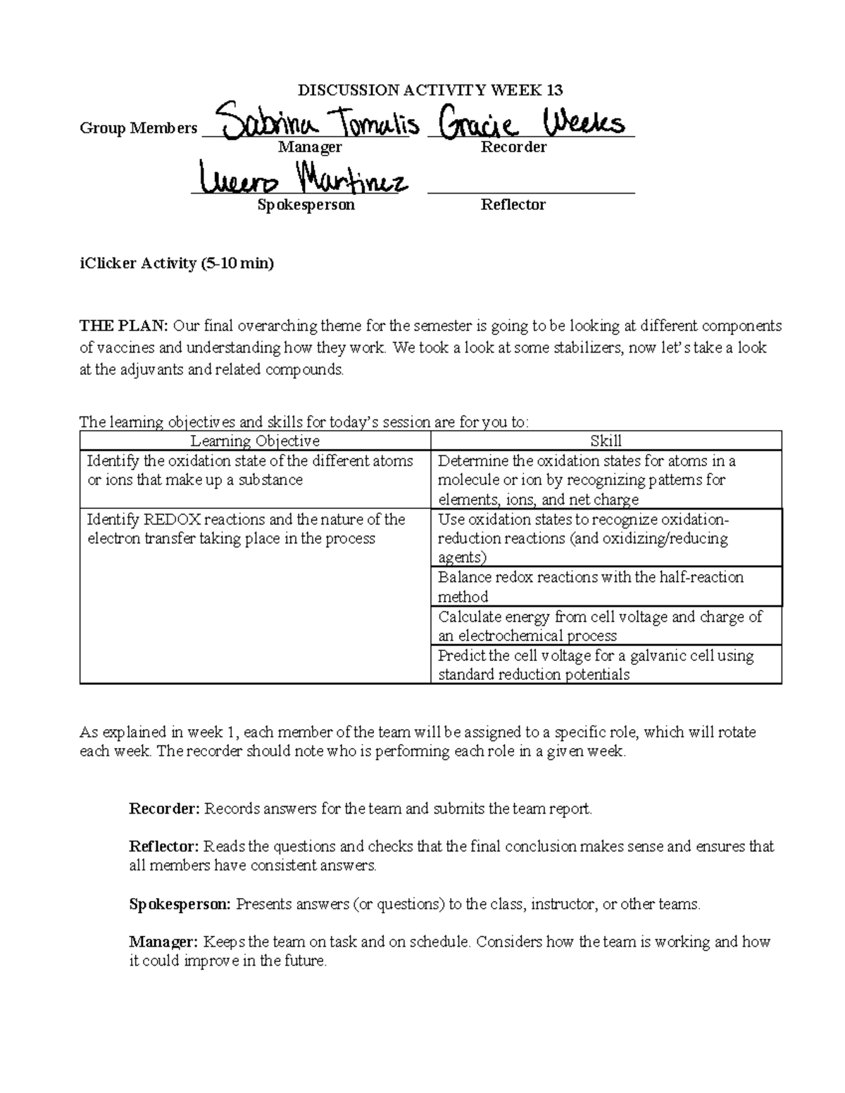 Discussion+Week+13+Worksheet+U7M1 - CHEM1120000A - Studocu