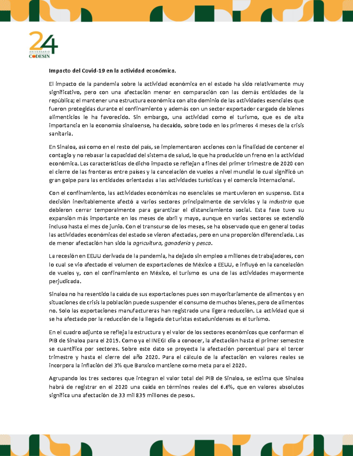 Impacto del Covid 19 en la actividad economica - El impacto de la ...