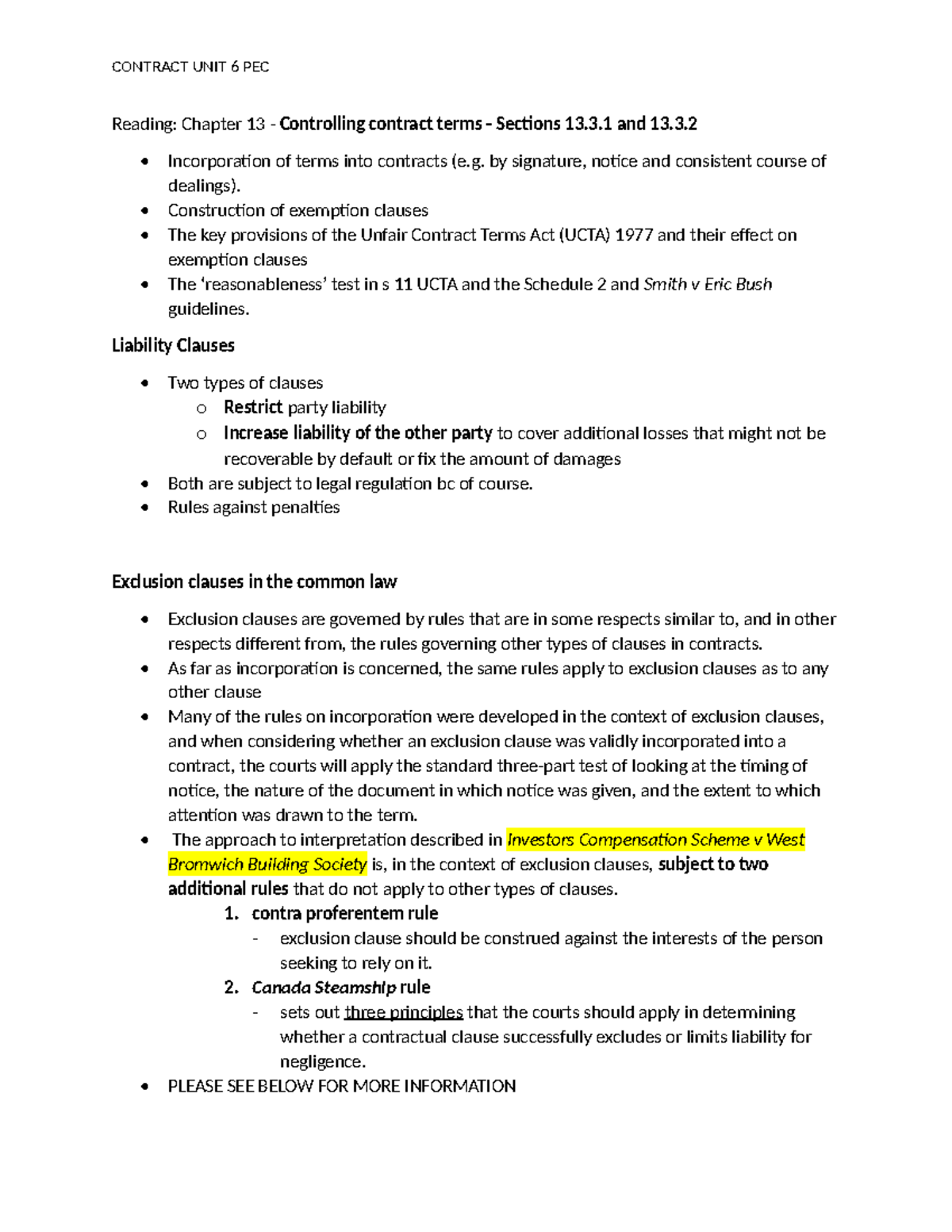 Contract UNIT 6 PEC - prepare engage consolidate - Reading: Chapter 13 ...